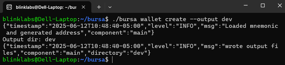 bursa-wallet-create-with-output-string